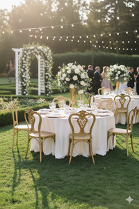 Silla de plástico dorada para banquetes, estilo regio - Product Image 5