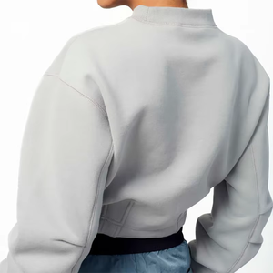 Sudadera con capucha corta para mujer con logotipo personalizado Mujer Manga larga Su propio diseño Sudaderas con capucha para mujer Sudaderas con hombros caídos para mujer - Product Image 4