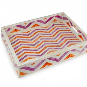 Bandeja de servicio con incrustaciones de hueso atemporales, pieza de inspiración vintage con acento decorativo de diseño artístico disponible a precios de mayorista - Product Image 4