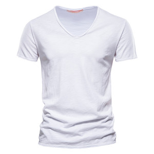 T-shirt à manches courtes à col rond pour hommes de qualité supérieure 100% tissu en coton peigné respirant anti-rides séchage rapide - Product Image 3