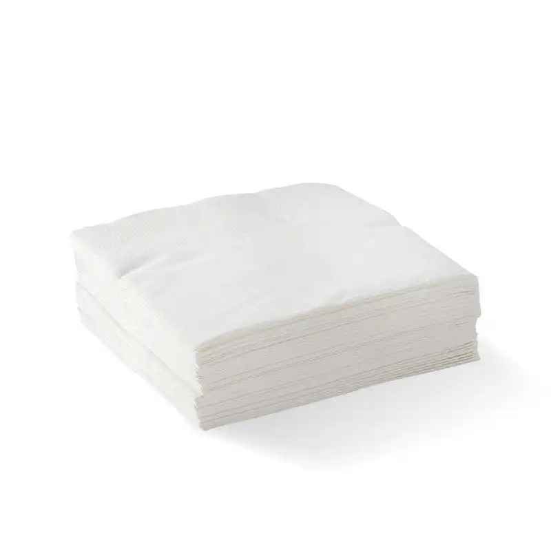 25*25 Cm 1/4 Vouw Maagdelijke Pulp 2-laags Witte Papieren Servetten Met Op Maat Gemaakte Servetten