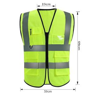 Gilet de sécurité unisexe haute visibilité en polyester pour l'été, sans manches, avec fermeture éclair et multi-poches, idéal pour la construction et la course à pied - Product Image 5