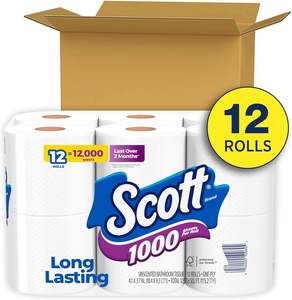 Scott 1000 feuilles par rouleau, 12 rouleaux de papier toilette, papier hygiénique - Product Image 4