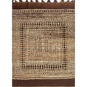 พรมขนสัตว์ถักมือสีเบจและสีน้ำตาลลายเรขาคณิต สำหรับห้องนั่งเล่น ทางเข้าห้องนอน ทางเดิน-Paem-695 - Product Image 1