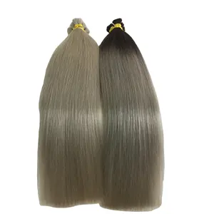100% 越南头发与灰漂亮的颜色天才纬纱处女人头马高品质越南批发