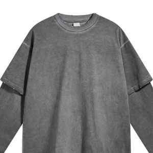 Custom Logo Screen Printing <b>Long</b> Sleeve Double Layer Men's T Shirt Cotton Boxy Fit T Shirt Oversized <b>Long</b> Sleeve T-Shirt Men - Product Image 6