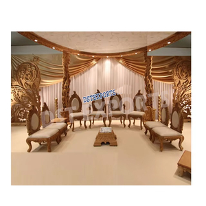 Sillas Vidhi totalmente talladas tradicionales para Mandap Gujarati, sillas Vedi de diseñador de bodas, sillas Mandap DE BODA talladas a mano de madera - Product Image 3