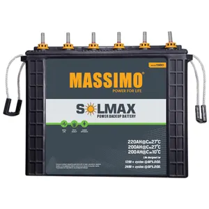 लीड एसिड बैटरी ट्यूबलर-पीडीसी कास्ट लीड प्लेट्स 200AH 12 V MASSIMO पावर बैकअप बैटरी बेचने में विशेषज्ञ