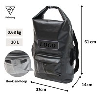 Sac étanche léger 20L pour camping et sports nautiques, en bâche PVC 500D, personnalisable avec logo et marque, 0,68 kg