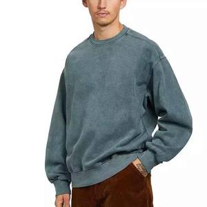 <b>Men</b> Acid Wash Boxy Fit Oversized <b>Sweatshirt</b> Custom logo 100% Cotton Heavyweight French Terry Cropped Crewneck <b>Sweatshirt</b> - Product Image 2