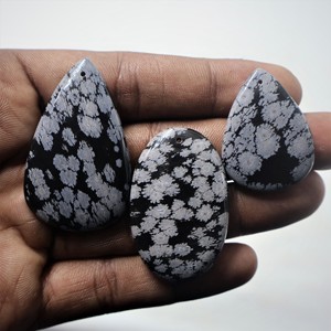 Wholesale Lot of AAA Grade Natural Snowflake Obsidian Cabochon 100% Authentic with <b>White</b> Black Gemstones for Jewelry Making - Product Image 3