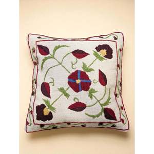 Hand Embroidered Suzani <b>Cushion</b> <b>Cover</b> <b>45</b> <b>X</b> <b>45</b> cm Decorative & Throw Pillow - Product Image 6