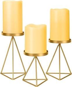 เชิงเทียนสำหรับเทียนเสาชุดเชิงเทียนโลหะเรขาคณิต3ชิ้น - Product Image 1