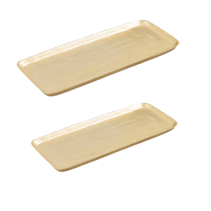 Bandeja de servicio rectangular de metal plateado y plateado con asa Borde en relieve Hogar Restaurante Hotel Ensalada Herramientas - Product Image 3