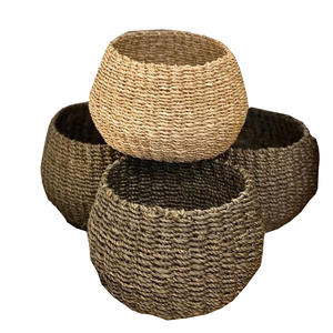 Bol potelé en jonc de mer magnifiquement tissé pour cuisine, élégance durable et terreuse-pour centres de table et accents naturels pour la maison - Product Image 3