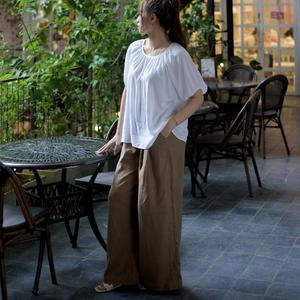 Pantalon décontracté taille moyenne pour femme Pantalon large en rayonne respirante avec style avant plat - Product Image 5