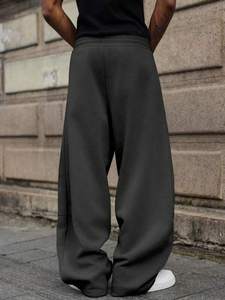 Pantalon de jogging surdimensionné noir pantalon homme lavé coupe ample jambe large taille élastique cordon urbain hip hop streetwear pantalon - Product Image 3