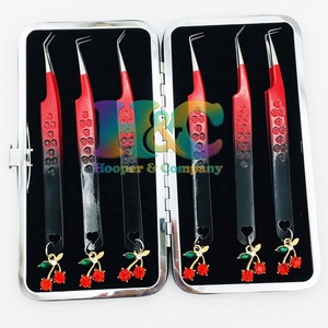 <b>Top</b> Sale Charm Tweezer Case High Quality Pink Stainless Steel Eyelash Extensions Tweezers Customizable Logo Sustainable mink - Product Image 3