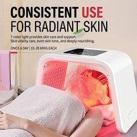 Appareil de beauté LED pliable 7 couleurs avec pulvérisation de brume nano haute fréquence, appareil facial portable pour éclaircir la peau