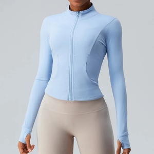 Lightweight Breathable Running Sportswear Yoga Top <b>Jacket</b> Round Neck Zipper Winter Sports <b>Jacket</b> <b>Woman</b> Long Sleeve Yoga Tops - Product Image 1