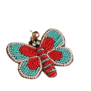 Pendiente de mariposa multicolor de moda en el último bordado de cuentas hecho a mano para un hermoso diseño de moda para mujeres y niñas - Product Image 1