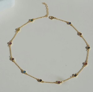 Multi Color Gold Plated Sterling Silver CZ <b>Charm</b> Bracelet Luxury Dainty Rainbow Anniversary Gift - Product Image 1