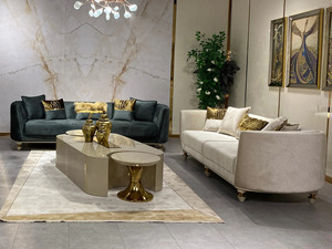 Juego de Sofás Modernos de Lujo para Sala de Estar, Sillones Tapizados en Terciopelo, Sillones Curvos, Decoración de Pared con Aspecto de Mármol - Product Image 2