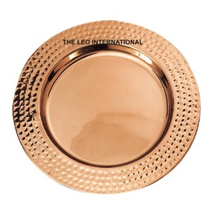 Platos y platos esmaltados creativos chapados en plata con forma redonda de Metal de acero inoxidable textura martillada decorativa para el hogar - Product Image 3