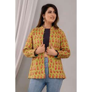 Chaqueta de cuero acolchada verde para mujer, ropa de abrigo ligero con estampado reversible de algodón, logotipo personalizado, talla XL para primavera y otoño - Product Image 4