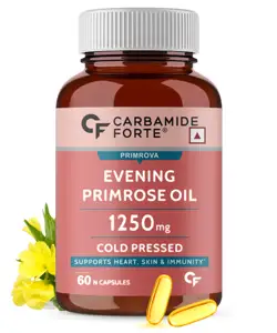 Evening Primrose Oil Capsules 1250mg - 100% Pure & Cold Pressed, Hexane & Paraben Free EPO with 10% GLA - 60 Capsules