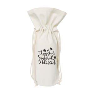 Sac à vin en toile de coton « Thankful Grateful Blessed » - Product Image 1