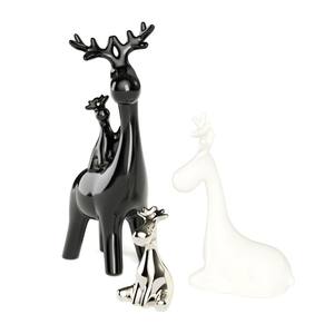 Décoration de Noël moderne en céramique, renne, 27 cm, noir et blanc - Product Image 1