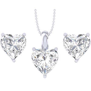 NOVAMART Fine 92.5 Sterling <b>Silver</b> Heart Solitaire Pendant <b>Earring</b> Fine Jewelry <b>Set</b> for Women & Girls Gift Wholesale Export - Product Image 1