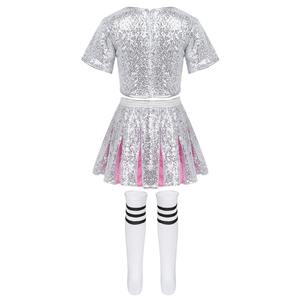 Ropa de baile para niños, traje de actuación en escenario de porristas, Top con falda de lentejuelas, conjunto de ropa de baile de Ballet para niñas - Product Image 2