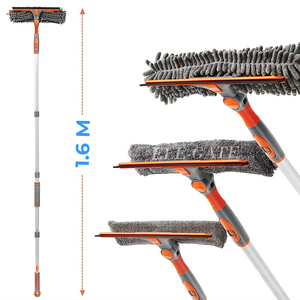 Kit di Pulizia per Finestre con Asta Telescopica in Alluminio, Strumenti per Pulizie Domestiche con Materiale Plastico Resistente - Product Image 3