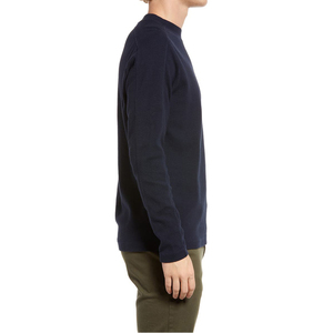 T-shirt personnalisé en coton gaufré à col rond et manches longues pour hommes - Product Image 2