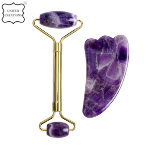 Rodillo de Jade Natural 100% Gua Sha Facial Guasha, rodillo de masaje de ojos, marco de hierro, herramienta de masaje Facial Gua Sha, rodillo Facial para la piel - Product Image 2