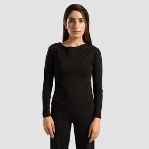 Solid Style Black Asymmetrical Yoga <b>Top</b> Breathable Lightweight Spandex Fitness Wear Plus Size Front Logo Design Fashion Print - Product Image 1