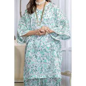 Conjunto de traje de dos piezas sin coser para mujer, color verde - Product Image 5