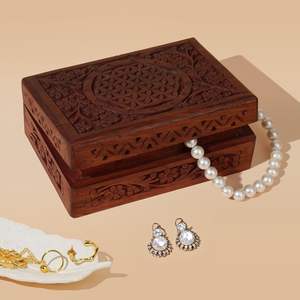 Boîte de rangement pour bijoux en bois de rose de style traditionnel de haute qualité, boîtes en bois sculptées - Product Image 4