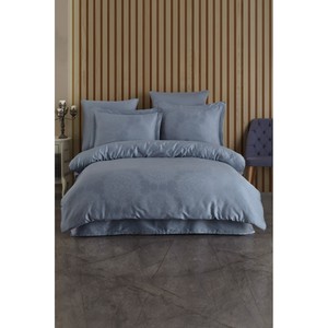 Varol Nottingham Indigo Jacquard Duvet Cover Set Lyocell Solid Pattern Family Size-4 Pcs for Home Use - Product Image 1