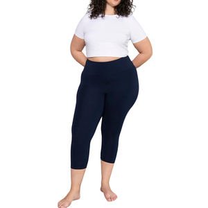 Conjunto de Yoga Capri de Talla Grande con Tela Elástica de Cintura Alta, Ajuste Cómodo, Ropa Deportiva de Soporte para Entrenamiento en el Gimnasio para Mujer - Product Image 1