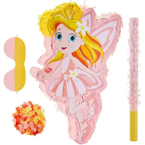 独家设计仙女公主皮纳塔套装粉色皮纳塔女孩主题生日派对用品皮纳塔