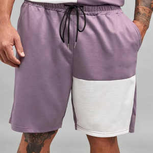 2025 nouvelle mode respirant coton hommes couleur bloc double ensemble prix de gros décontracté et vêtements d'été - Product Image 5