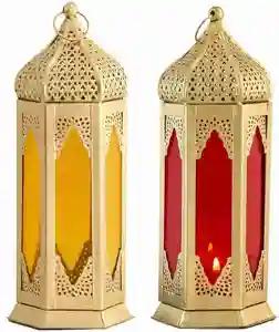 Decorazione per la casa e il giardino di alta qualità lanterna da appendere all'aperto Design marocchino lanterna a T in vetro rosso a un prezzo accessibile