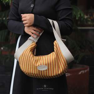 Best Product Handcrafted Indonesian <b>Woven</b> Striped Shoulder <b>Bag</b> Genuine <b>Leather</b> Accents Featuring Two - Product Image 6