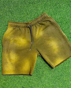 Pantalones cortos lavados con ácido personalizados para hombre, pantalones cortos de forro polar con estampado de algodón pesado y diamantes de imitación desgastados de diseño personalizado Vintage - Product Image 5