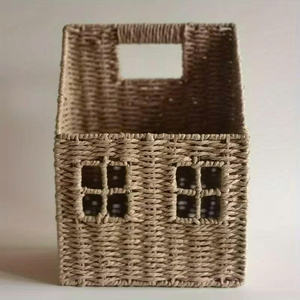 Panier mural en corde de papier charmant avec des fenêtres en grille décoratives, boîte de rangement, organisateur mural pour les jouets, les cadeaux, la chambre d'enfant - Product Image 6