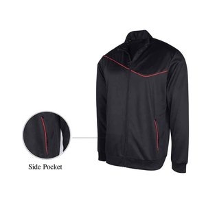 Conjunto Deportivo para Hombre, Chaqueta con Cierre Completo y Cuello Alto, Pantalones con Franja Roja y Bolsillos Laterales, Secado Rápido, para Gimnasio y Running - Product Image 4