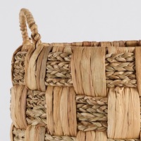 Paniers à linge de rangement en jacinthe d'eau avec poignée, panier de conteneur tissé pour l'organisation de la maison